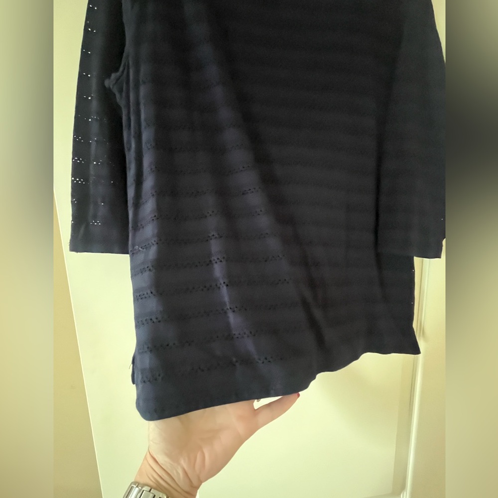 Talbots Women's Navy Blouse Lined 3/4 Sleeve with Button Cuff Detail Sz XL - Picture 6 of 14